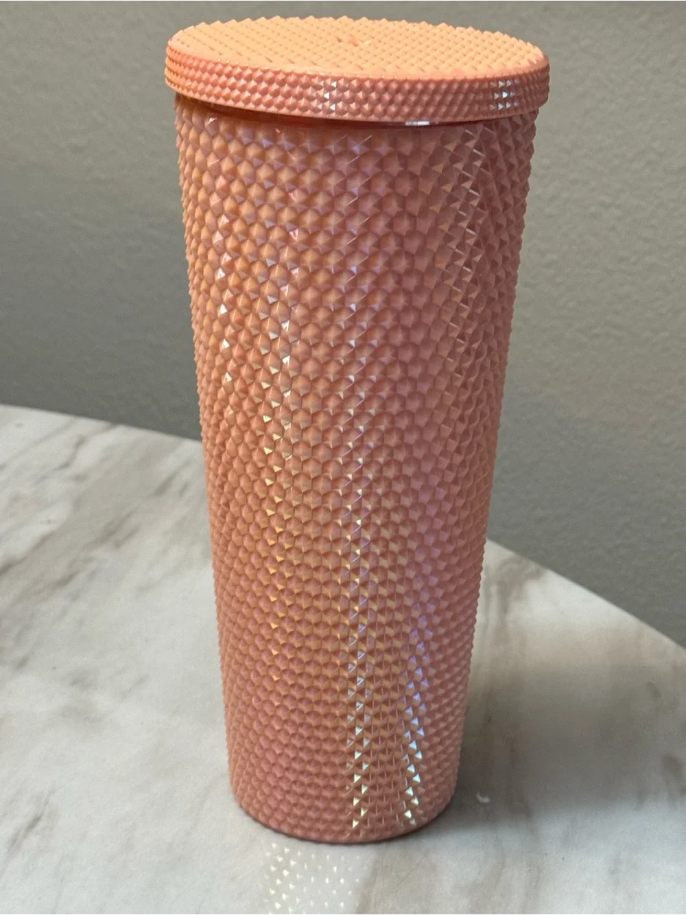 Starbucks pink studded textured tumbler travel cup coffee & tea theme w/ lid